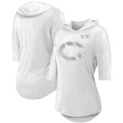 Add Chicago Bears Majestic Threads Women's NFL 100th Season Platinum Hilo 3/4-Sleeve Hooded T-Shirt – White To Your NFL Collection