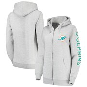 Add Miami Dolphins Women's Extra Point Two-Hit Full-Zip Hoodie – Gray To Your NFL Collection