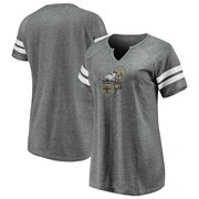 Add New Orleans Saints Fanatics Branded Women's Distressed Notch Neck T-Shirt – Gray/White To Your NFL Collection