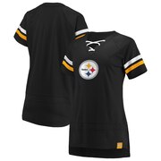 Add Pittsburgh Steelers Fanatics Branded Women's Draft Me Lace Up T-Shirt - Black/Gold To Your NFL Collection