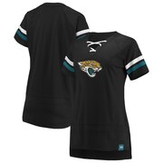 Add Jacksonville Jaguars Fanatics Branded Women's Draft Me Lace Up T-Shirt - Black/Teal To Your NFL Collection