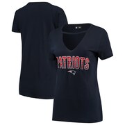 Add New England Patriots New Era Women's Gradient Glitter Choker V-Neck T-Shirt - Navy To Your NFL Collection