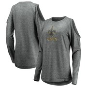 Add New Orleans Saints Fanatics Branded Women's Plus Size Versalux Team Ambition Cold Shoulder Long Sleeve T-Shirt – Gray To Your NFL Collection