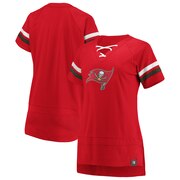 Add Tampa Bay Buccaneers Fanatics Branded Women's Draft Me Lace Up T-Shirt - Red/Pewter To Your NFL Collection