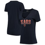 Add Chicago Bears New Era Women's Gradient Glitter Choker V-Neck T-Shirt - Navy To Your NFL Collection