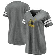 Add Pittsburgh Steelers Fanatics Branded Women's Distressed Notch Neck T-Shirt – Gray/White To Your NFL Collection