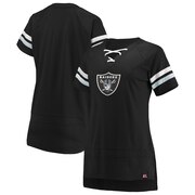 Add Oakland Raiders Fanatics Branded Women's Draft Me Lace Up T-Shirt - Black/Silver To Your NFL Collection