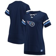 Add Tennessee Titans Fanatics Branded Women's Draft Me Lace Up T-Shirt - Navy/Light Blue To Your NFL Collection