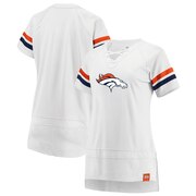 Add Denver Broncos Fanatics Branded Women's Draft Me Lace Up T-Shirt - White/Navy To Your NFL Collection