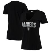 Add Oakland Raiders New Era Women's Gradient Glitter Choker V-Neck T-Shirt - Black To Your NFL Collection