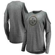 Add Pittsburgh Steelers Fanatics Branded Women's Plus Size Versalux Team Ambition Cold Shoulder Long Sleeve T-Shirt – Gray To Your NFL Collection