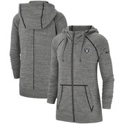 Add Oakland Raiders Nike Women's Gym Vintage Raglan Full-Zip Hoodie - Heathered Gray To Your NFL Collection