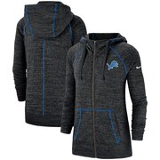 Add Detroit Lions Nike Women's Gym Vintage Raglan Full-Zip Hoodie - Heathered Black To Your NFL Collection