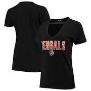 Add Cincinnati Bengals New Era Women's Gradient Glitter Choker V-Neck T-Shirt - Black To Your NFL Collection