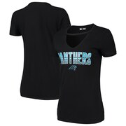 Add Carolina Panthers New Era Women's Gradient Glitter Choker V-Neck T-Shirt - Black To Your NFL Collection