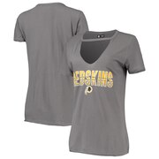 Add Washington Redskins New Era Women's Gradient Glitter Choker V-Neck T-Shirt - Gray To Your NFL Collection