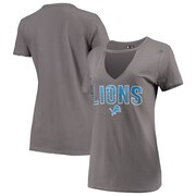 Add Detroit Lions New Era Women's Gradient Glitter Choker V-Neck T-Shirt - Gray To Your NFL Collection