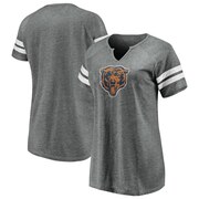 Add Chicago Bears Fanatics Branded Women's Distressed Tri-Blend Notch Neck T-Shirt – Heathered Gray/White To Your NFL Collection