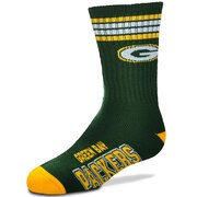 Add Green Bay Packers For Bare Feet Youth 4-Stripe Deuce Quarter-Length Socks To Your NFL Collection