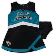 Add Jacksonville Jaguars Girls Toddler Cheer Captain Jumper Dress – Black/Teal To Your NFL Collection