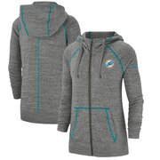 Add Miami Dolphins Nike Women's Gym Vintage Raglan Full-Zip Hoodie - Heathered Gray To Your NFL Collection