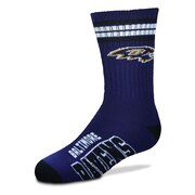 Add Baltimore Ravens For Bare Feet Youth 4-Stripe Deuce Quarter-Length Socks To Your NFL Collection