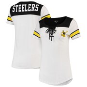 Add Pittsburgh Steelers New Era Women's Athletic Historic Lace-Up T-Shirt - White To Your NFL Collection