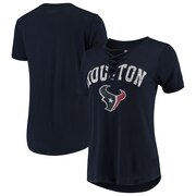 Add Houston Texans New Era Women's Athletic Lace-Up T-Shirt - Navy To Your NFL Collection