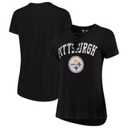 Add Pittsburgh Steelers New Era Women's Athletic Lace-Up T-Shirt - Black To Your NFL Collection