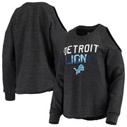 Add Detroit Lions New Era Women's Cold Shoulder Tri-Blend Raglan Long Sleeve T-Shirt – Heathered Black To Your NFL Collection