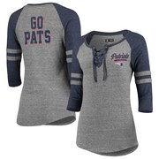 Add New England Patriots New Era Women's Lace-Up Tri-Blend Raglan 3/4-Sleeve T-Shirt – Heathered Gray/Heathered Navy To Your NFL Collection