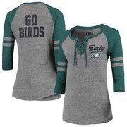 Add Philadelphia Eagles New Era Women's Lace-Up Tri-Blend Raglan 3/4-Sleeve T-Shirt – Heathered Gray/Heathered Midnight Green To Your NFL Collection