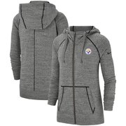 Add Pittsburgh Steelers Nike Women's Gym Vintage Raglan Full-Zip Hoodie - Heathered Gray To Your NFL Collection