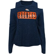 Add Denver Broncos Junior's Kicker Cold Shoulder Long Sleeve T-Shirt – Navy To Your NFL Collection