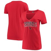 Add Arizona Cardinals New Era Women's Gradient Glitter Choker V-Neck T-Shirt - Cardinal To Your NFL Collection