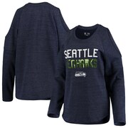 Add Seattle Seahawks New Era Women's Cold Shoulder Tri-Blend Raglan Long Sleeve T-Shirt – Heathered College Navy To Your NFL Collection