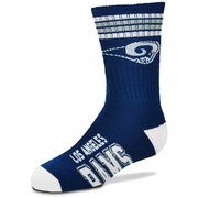 Add Los Angeles Rams For Bare Feet Youth 4-Stripe Deuce Crew Socks To Your NFL Collection