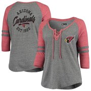 Add Arizona Cardinals New Era Women's Plus Size Lace-Up Tri-Blend Raglan 3/4-Sleeve T-Shirt – Heathered Gray/Heathered Cardinal To Your NFL Collection