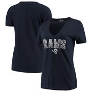 Add Los Angeles Rams New Era Women's Gradient Glitter Choker V-Neck T-Shirt - Navy To Your NFL Collection