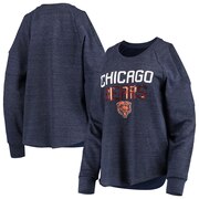 Add Chicago Bears New Era Women's Cold Shoulder Tri-Blend Raglan Long Sleeve T-Shirt – Heathered Navy To Your NFL Collection