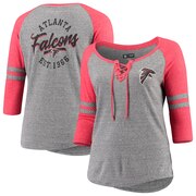 Add Atlanta Falcons New Era Women's Plus Size Lace-Up Tri-Blend Raglan 3/4-Sleeve T-Shirt – Heathered Gray/Heathered Red To Your NFL Collection