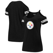 Add Pittsburgh Steelers New Era Women's Varsity Cold Shoulder T-Shirt - Black To Your NFL Collection