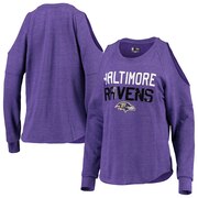 Add Baltimore Ravens New Era Women's Cold Shoulder Tri-Blend Raglan Long Sleeve T-Shirt – Heathered Purple To Your NFL Collection