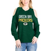 Add Green Bay Packers New Era Women's Cold Shoulder Tri-Blend Raglan Long Sleeve T-Shirt – Heathered Green To Your NFL Collection