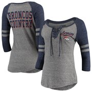 Add Denver Broncos New Era Women's Lace-Up Tri-Blend Raglan 3/4-Sleeve T-Shirt – Heathered Gray/Heathered Navy To Your NFL Collection