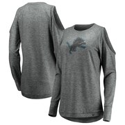 Add Detroit Lions Fanatics Branded Women's Team Ambition Cold Shoulder Long Sleeve T-Shirt – Gray To Your NFL Collection