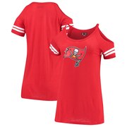 Add Tampa Bay Buccaneers New Era Women's Varsity Cold Shoulder T-Shirt - Red To Your NFL Collection