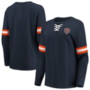 Add Chicago Bears Fanatics Branded Women's Lead Draft Lace-Up Pullover Fleece Sweatshirt - Navy To Your NFL Collection