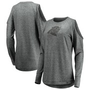 Add Carolina Panthers Fanatics Branded Women's Team Ambition Cold Shoulder Long Sleeve T-Shirt – Gray To Your NFL Collection