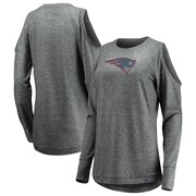 Add New England Patriots Fanatics Branded Women's Team Ambition Cold Shoulder Long Sleeve T-Shirt – Gray To Your NFL Collection